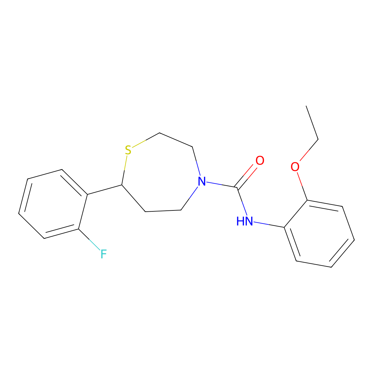 N-(2-ethoxyphenyl)-7-(2-fluorophenyl)-1,4-thiazepane-4-carboxamide molecular structure, CAS 1705100-85-1