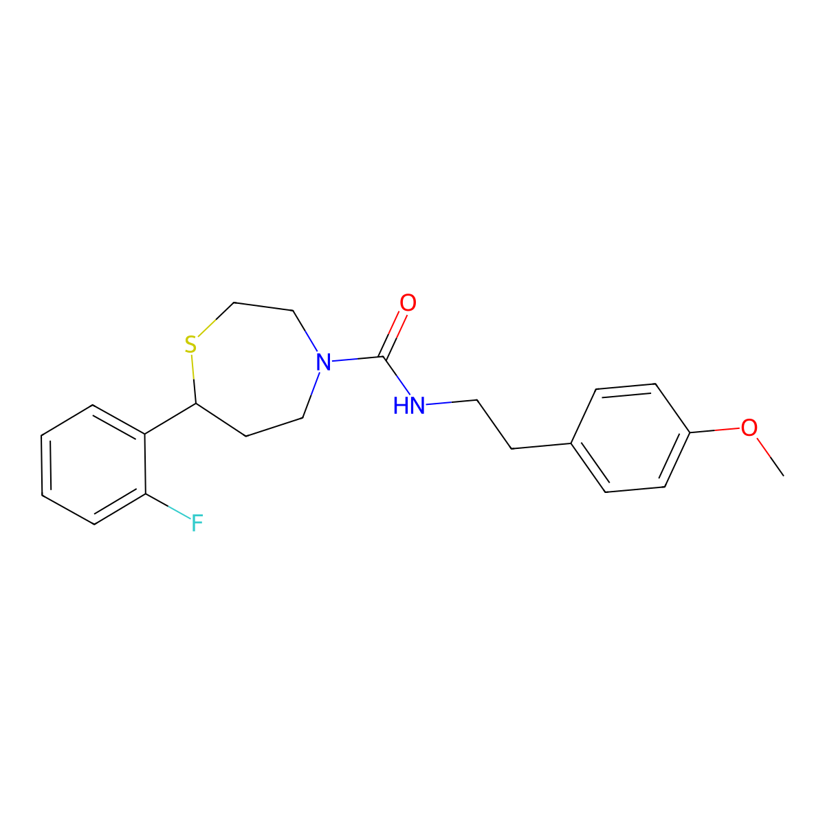 7-(2-fluorophenyl)-N-(4-methoxyphenethyl)-1,4-thiazepane-4-carboxamide molecular structure, CAS 1705100-88-4