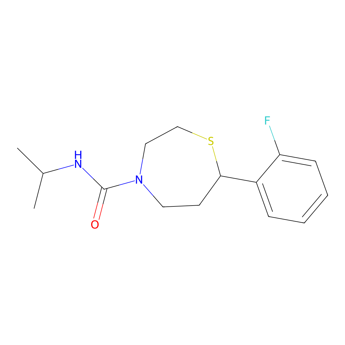 7-(2-fluorophenyl)-N-isopropyl-1,4-thiazepane-4-carboxamide molecular structure, CAS 1705100-91-9