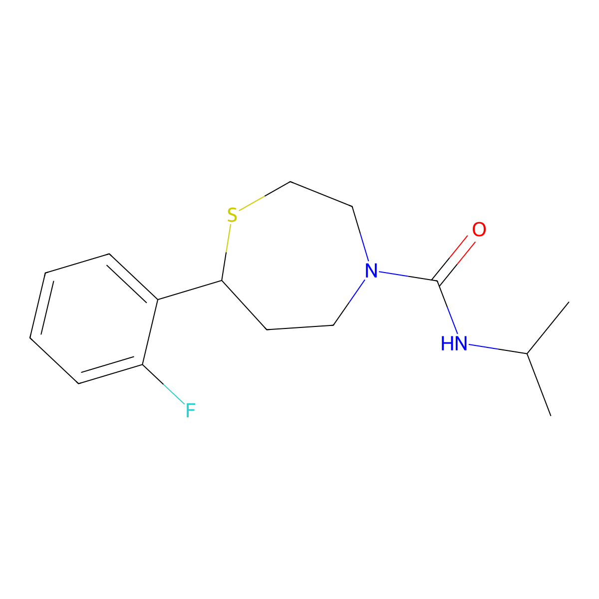 7-(2-fluorophenyl)-N-isopropyl-1,4-thiazepane-4-carboxamide molecular structure, CAS 1705100-91-9