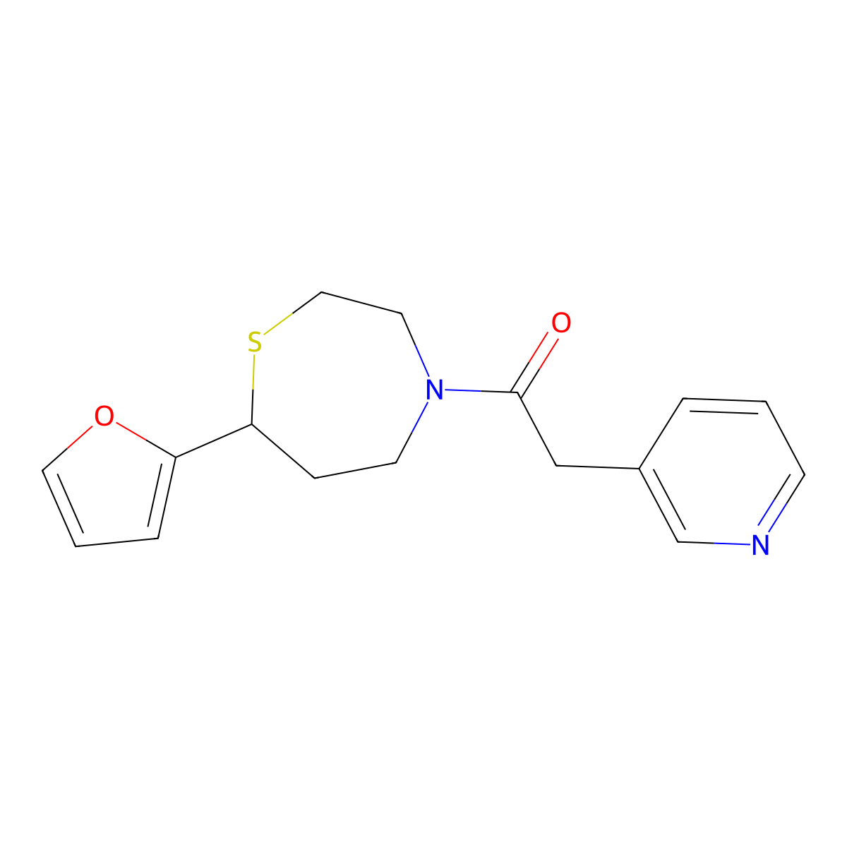 1-(7-(Furan-2-yl)-1,4-thiazepan-4-yl)-2-(pyridin-3-yl)ethanone molecular structure, CAS 1705101-52-5