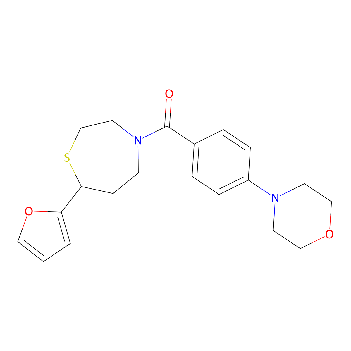 (7-(Furan-2-yl)-1,4-thiazepan-4-yl)(4-morpholinophenyl)methanone molecular structure, CAS 1705101-58-1