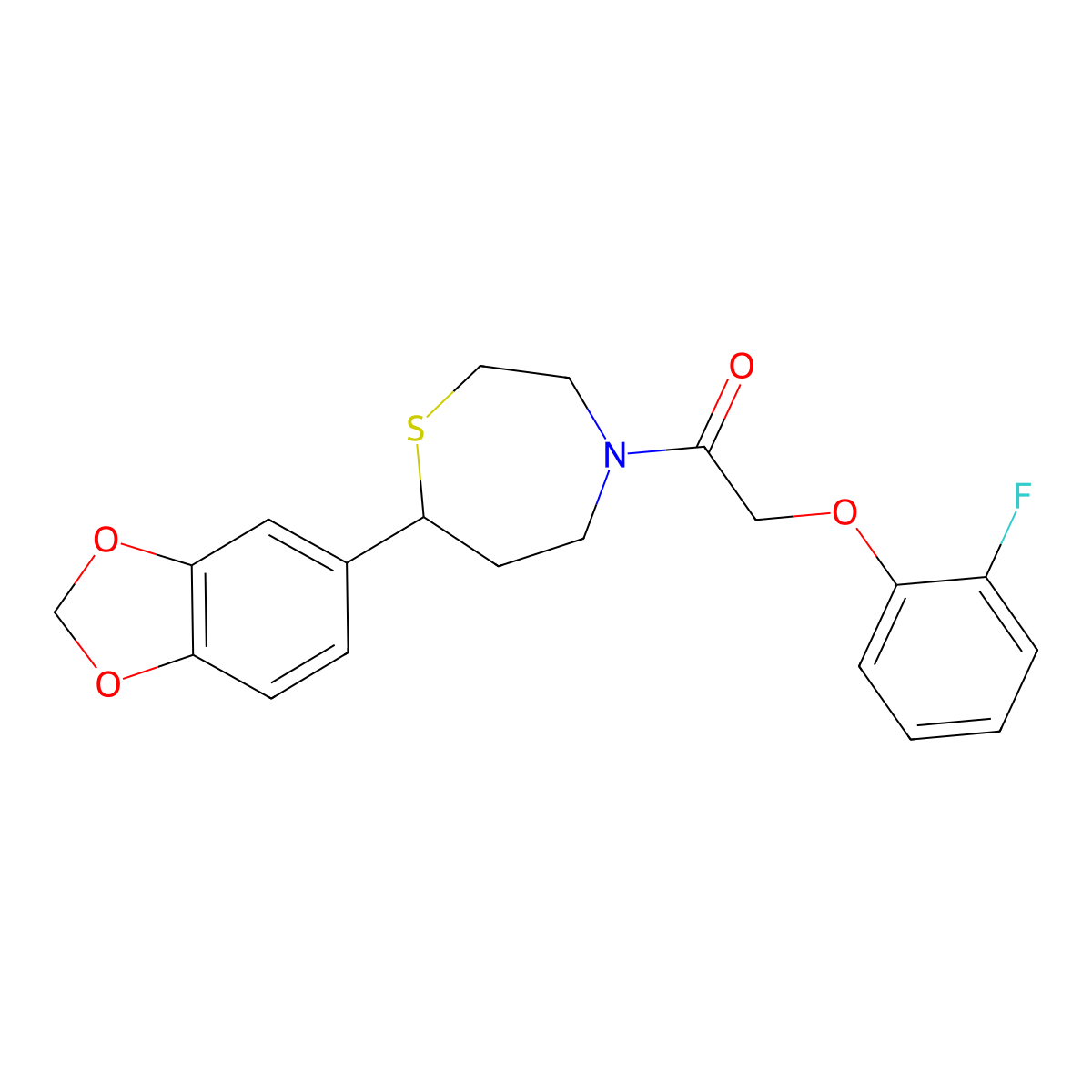 1-(7-(Benzo[d][1,3]dioxol-5-yl)-1,4-thiazepan-4-yl)-2-(2-fluorophenoxy)ethanone molecular structure, CAS 1705101-60-5