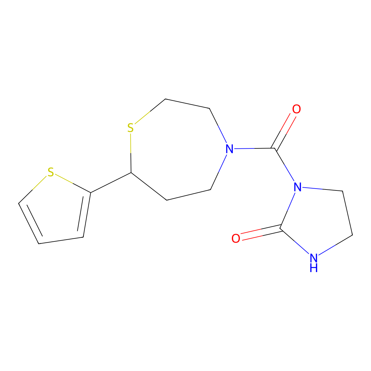 1-[7-(Thiophen-2-yl)-1,4-thiazepane-4-carbonyl]imidazolidin-2-one molecular structure, CAS 1705101-78-5
