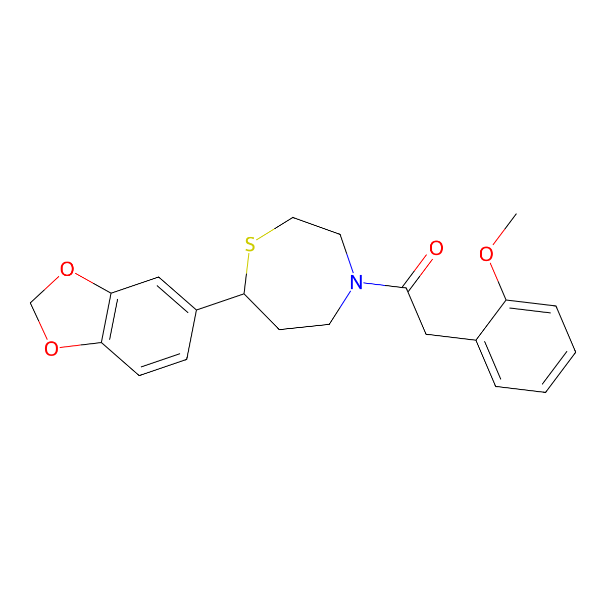 1-(7-(Benzo[d][1,3]dioxol-5-yl)-1,4-thiazepan-4-yl)-2-(2-methoxyphenyl)ethanone molecular structure, CAS 1705101-81-0