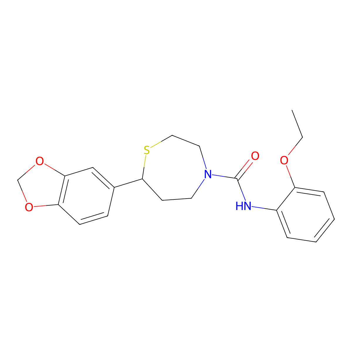 7-(benzo[d][1,3]dioxol-5-yl)-N-(2-ethoxyphenyl)-1,4-thiazepane-4-carboxamide molecular structure, CAS 1705102-24-4
