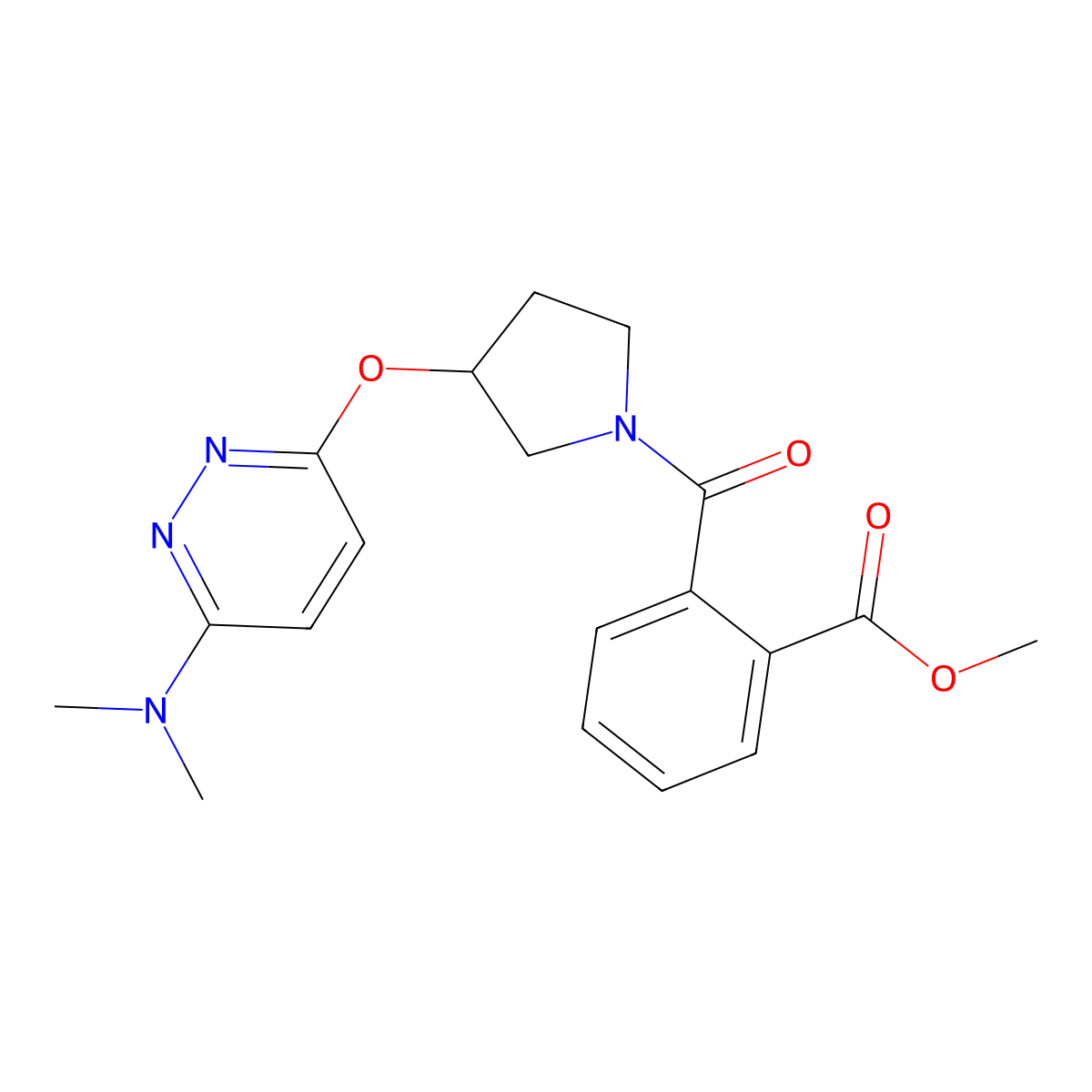 Methyl 2-(3-{[6-(dimethylamino)pyridazin-3-yl]oxy}pyrrolidine-1-carbonyl)benzoate molecular structure, CAS 1705102-88-0