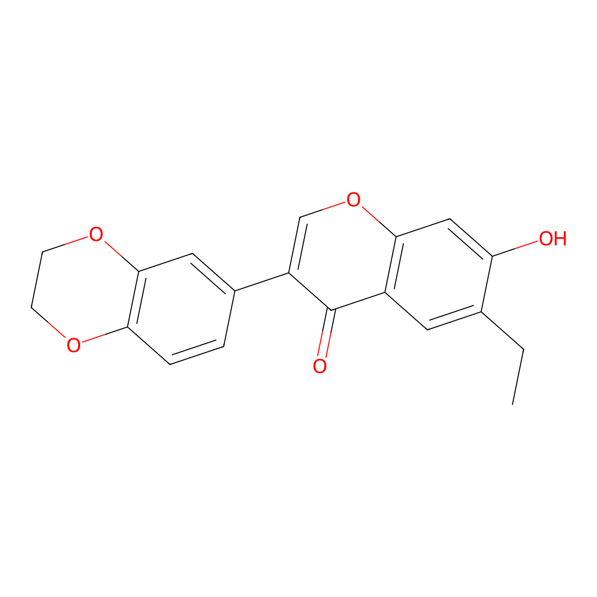 3-(2,3-Dihydro-1,4-benzodioxin-6-yl)-6-ethyl-7-hydroxychromen-4-one molecular structure, CAS 170511-20-3