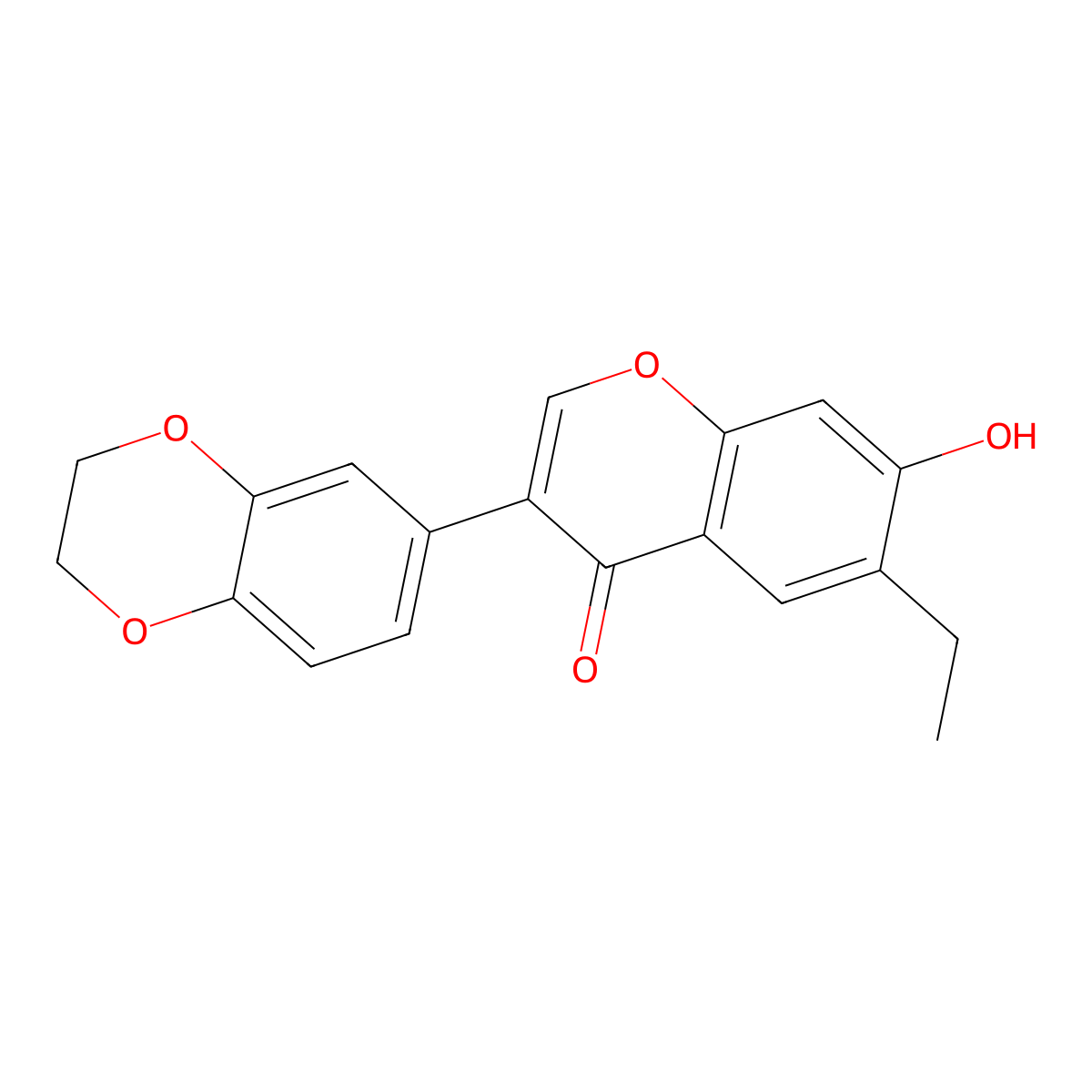 3-(2,3-Dihydro-1,4-benzodioxin-6-yl)-6-ethyl-7-hydroxychromen-4-one molecular structure, CAS 170511-20-3