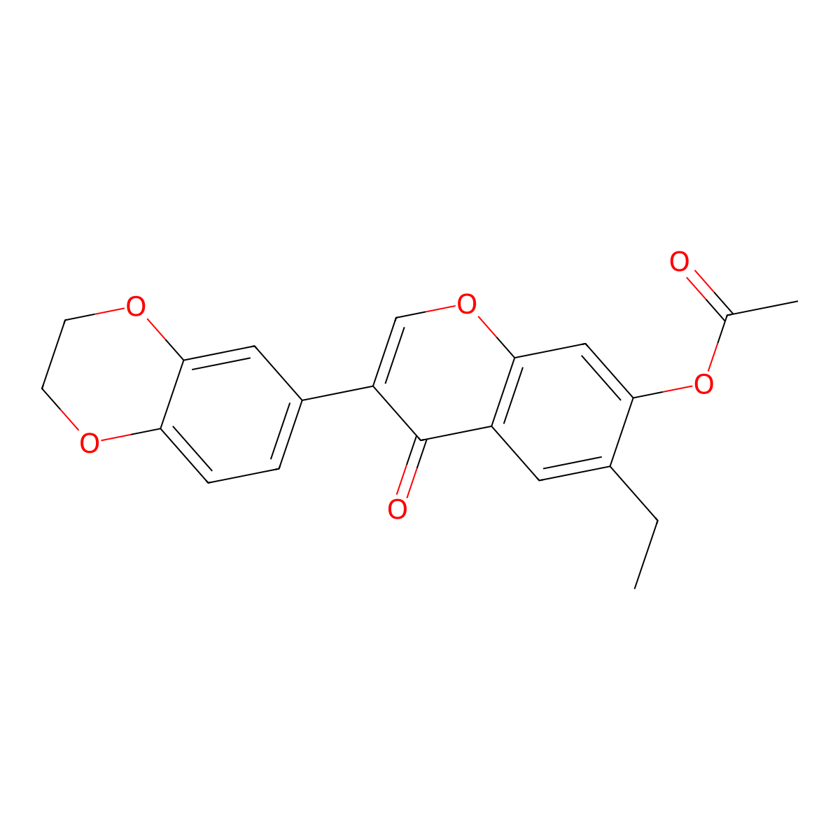 3-(2,3-dihydrobenzo[b][1,4]dioxin-6-yl)-6-ethyl-4-oxo-4H-chromen-7-yl acetate molecular structure, CAS 170511-25-8