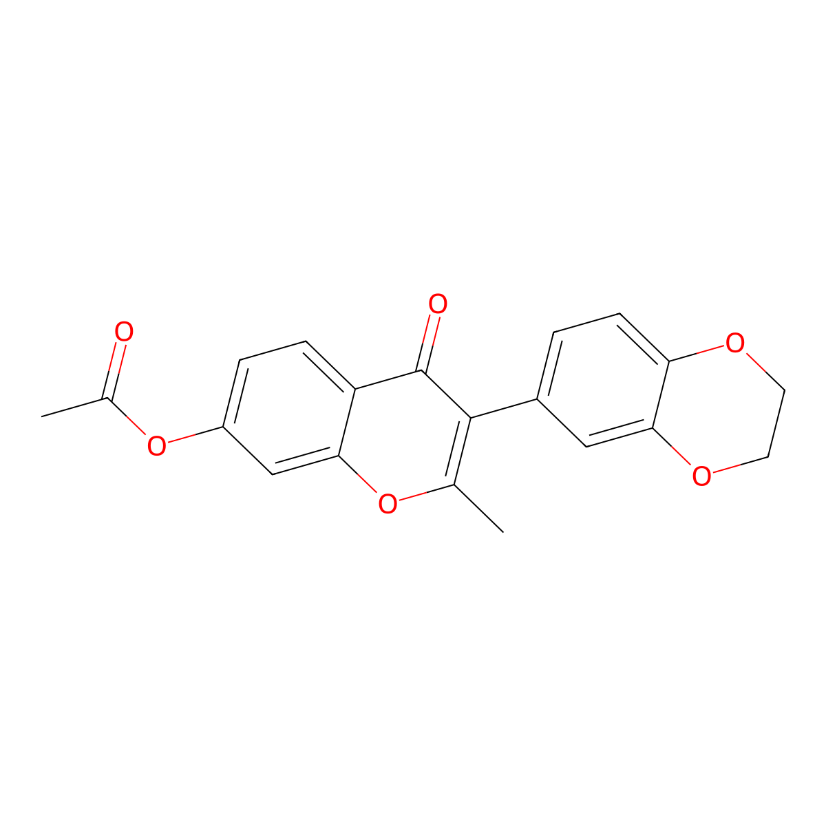 3-(2,3-dihydro-1,4-benzodioxin-6-yl)-2-methyl-4-oxo-4H-chromen-7-yl acetate molecular structure, CAS 170511-27-0