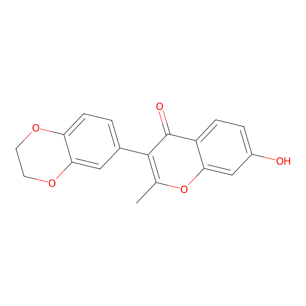 3-(2,3-dihydro-1,4-benzodioxin-6-yl)-7-hydroxy-2-methyl-4H-chromen-4-one molecular structure, CAS 170511-30-5