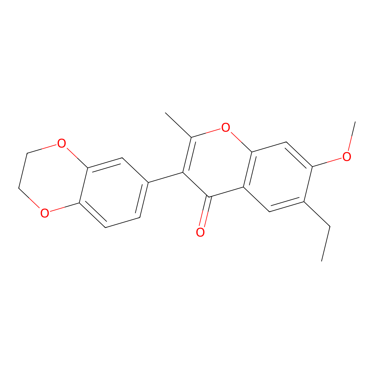 3-(2,3-Dihydro-1,4-benzodioxin-6-yl)-6-ethyl-7-methoxy-2-methylchromen-4-one molecular structure, CAS 170511-34-9