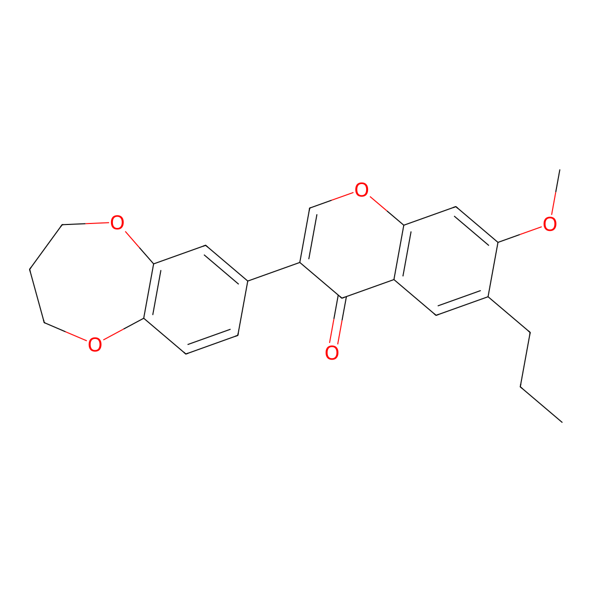 3-(3,4-dihydro-2H-1,5-benzodioxepin-7-yl)-7-methoxy-6-propyl-4H-chromen-4-one molecular structure, CAS 170511-40-7