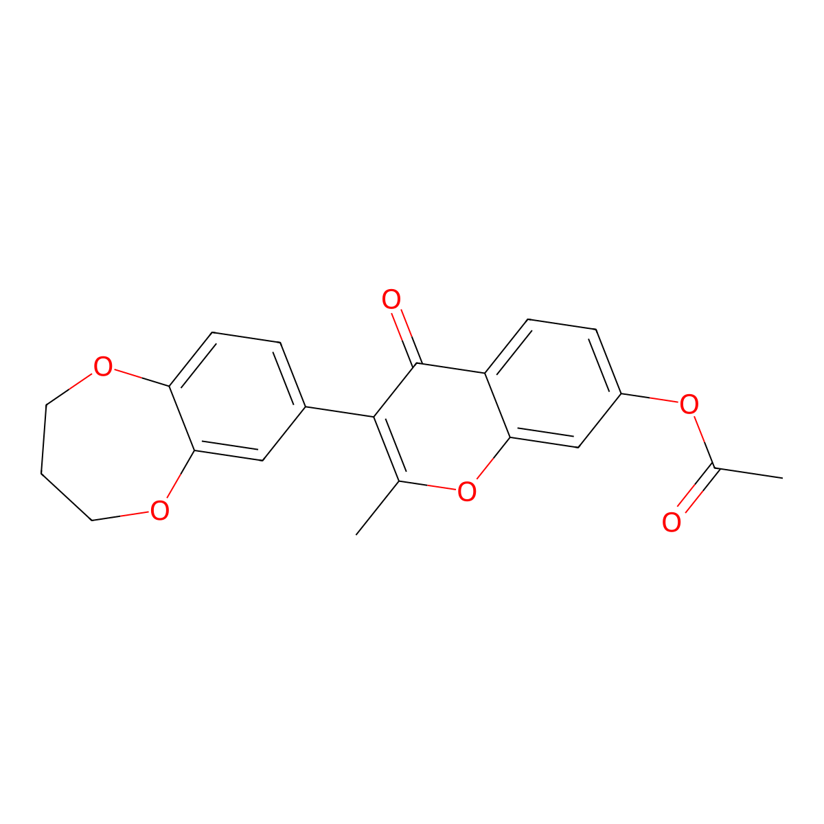 3-(3,4-dihydro-2H-1,5-benzodioxepin-7-yl)-2-methyl-4-oxo-4H-chromen-7-yl acetate molecular structure, CAS 170511-43-0