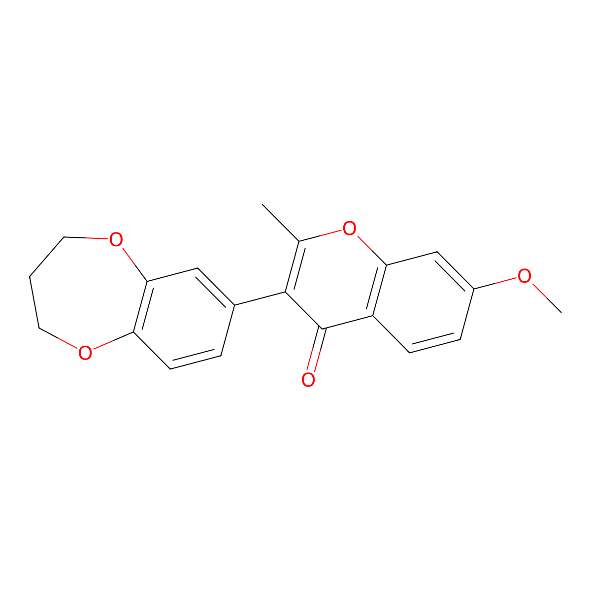 3-(3,4-dihydro-2H-1,5-benzodioxepin-7-yl)-7-methoxy-2-methyl-4H-chromen-4-one molecular structure, CAS 170511-47-4