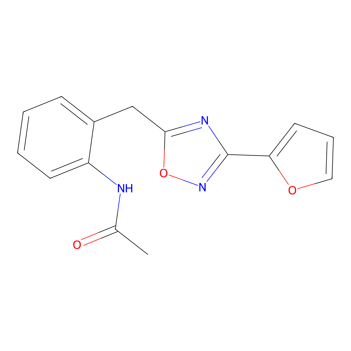 N-(2-((3-(furan-2-yl)-1,2,4-oxadiazol-5-yl)methyl)phenyl)acetamide molecular structure, CAS 1705129-68-5