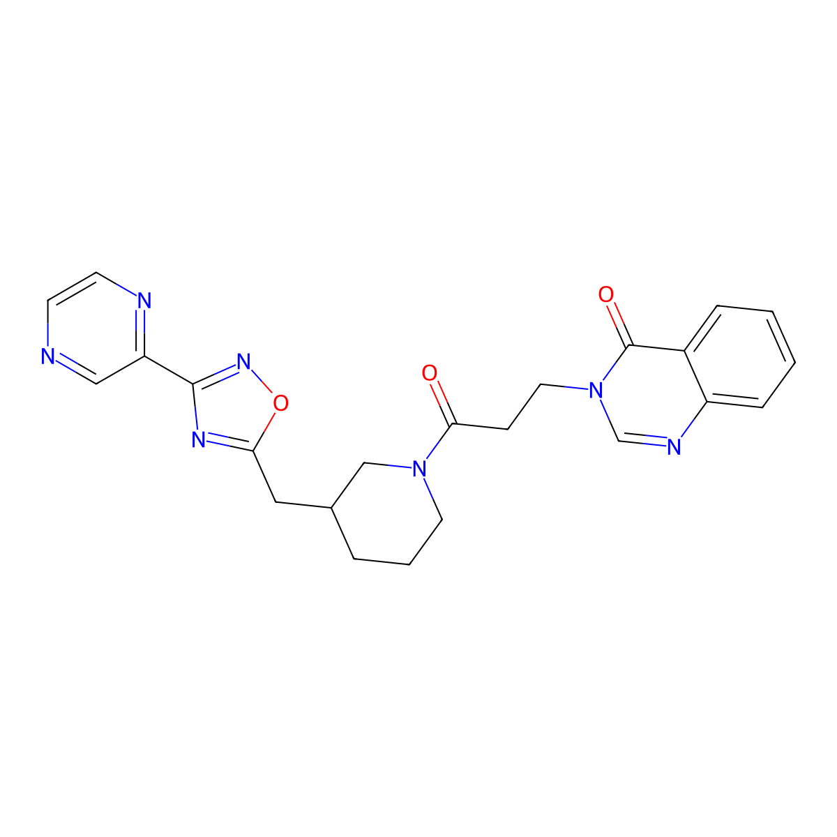 3-(3-oxo-3-(3-((3-(pyrazin-2-yl)-1,2,4-oxadiazol-5-yl)methyl)piperidin-1-yl)propyl)quinazolin-4(3H)-one molecular structure, CAS 1705130-06-8