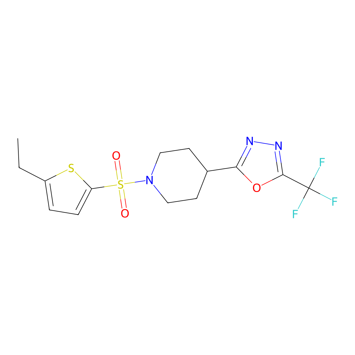 1-[(5-Ethylthiophen-2-yl)sulfonyl]-4-[5-(trifluoromethyl)-1,3,4-oxadiazol-2-yl]piperidine molecular structure, CAS 1705135-10-9