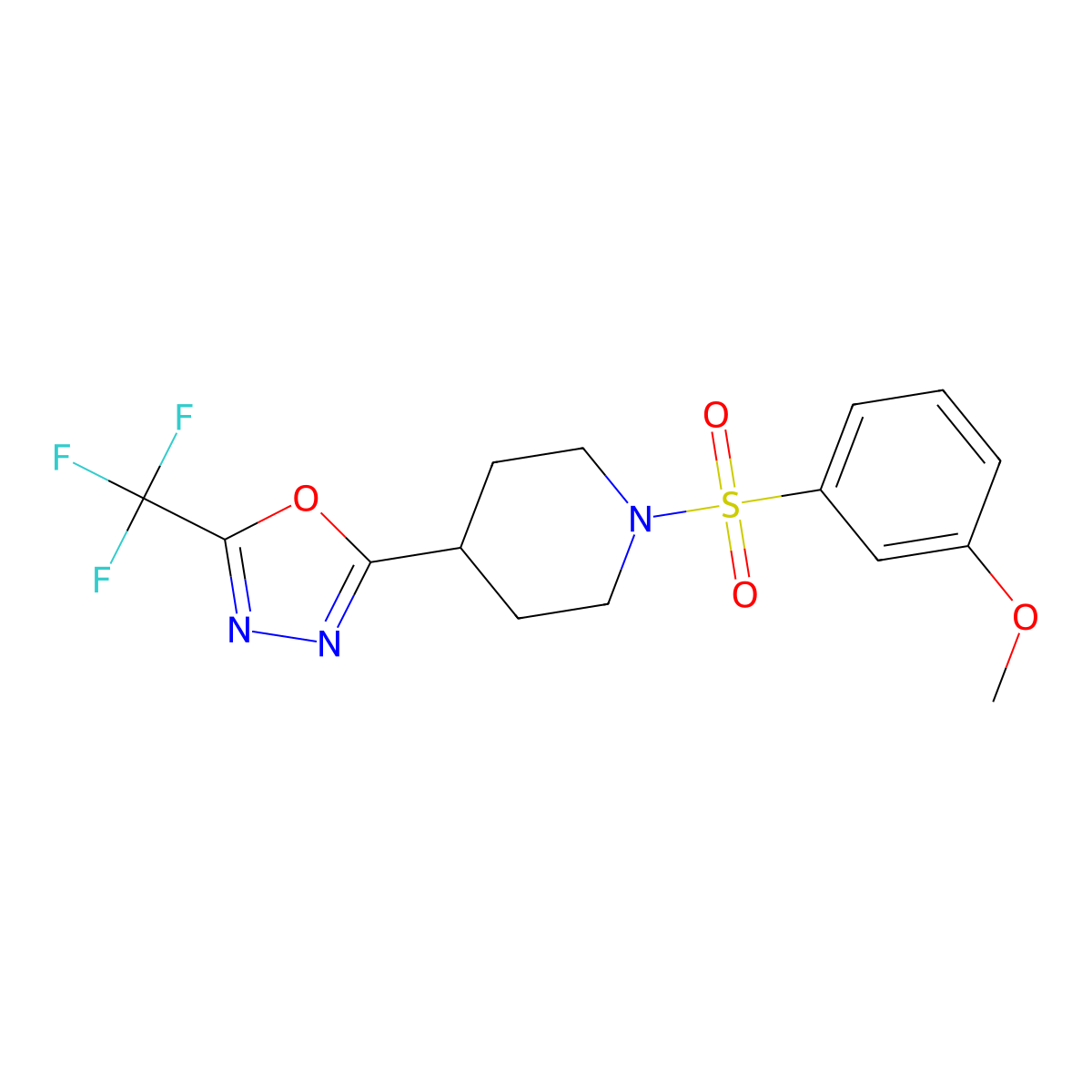 1-(3-Methoxybenzenesulfonyl)-4-[5-(trifluoromethyl)-1,3,4-oxadiazol-2-yl]piperidine molecular structure, CAS 1705135-16-5