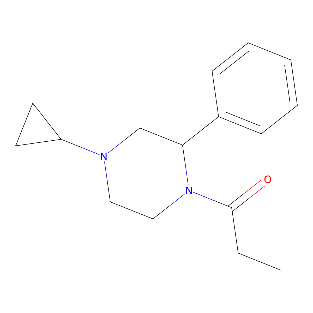 1-(4-Cyclopropyl-2-phenylpiperazin-1-yl)propan-1-one molecular structure, CAS 1705135-96-1