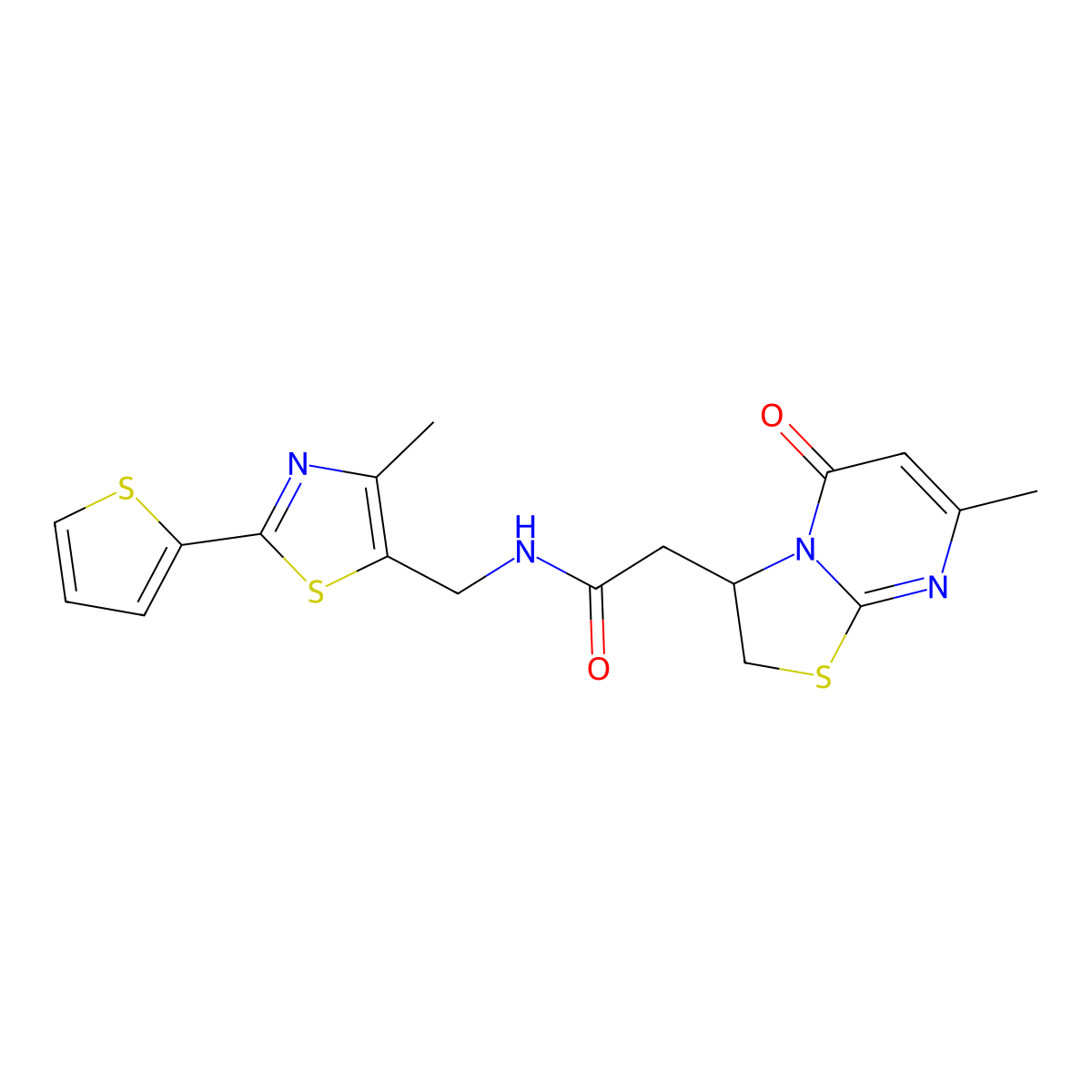 N-((4-methyl-2-(thiophen-2-yl)thiazol-5-yl)methyl)-2-(7-methyl-5-oxo-3,5-dihydro-2H-thiazolo[3,2-a]pyrimidin-3-yl)acetamide molecular structure, CAS 1705139-75-8
