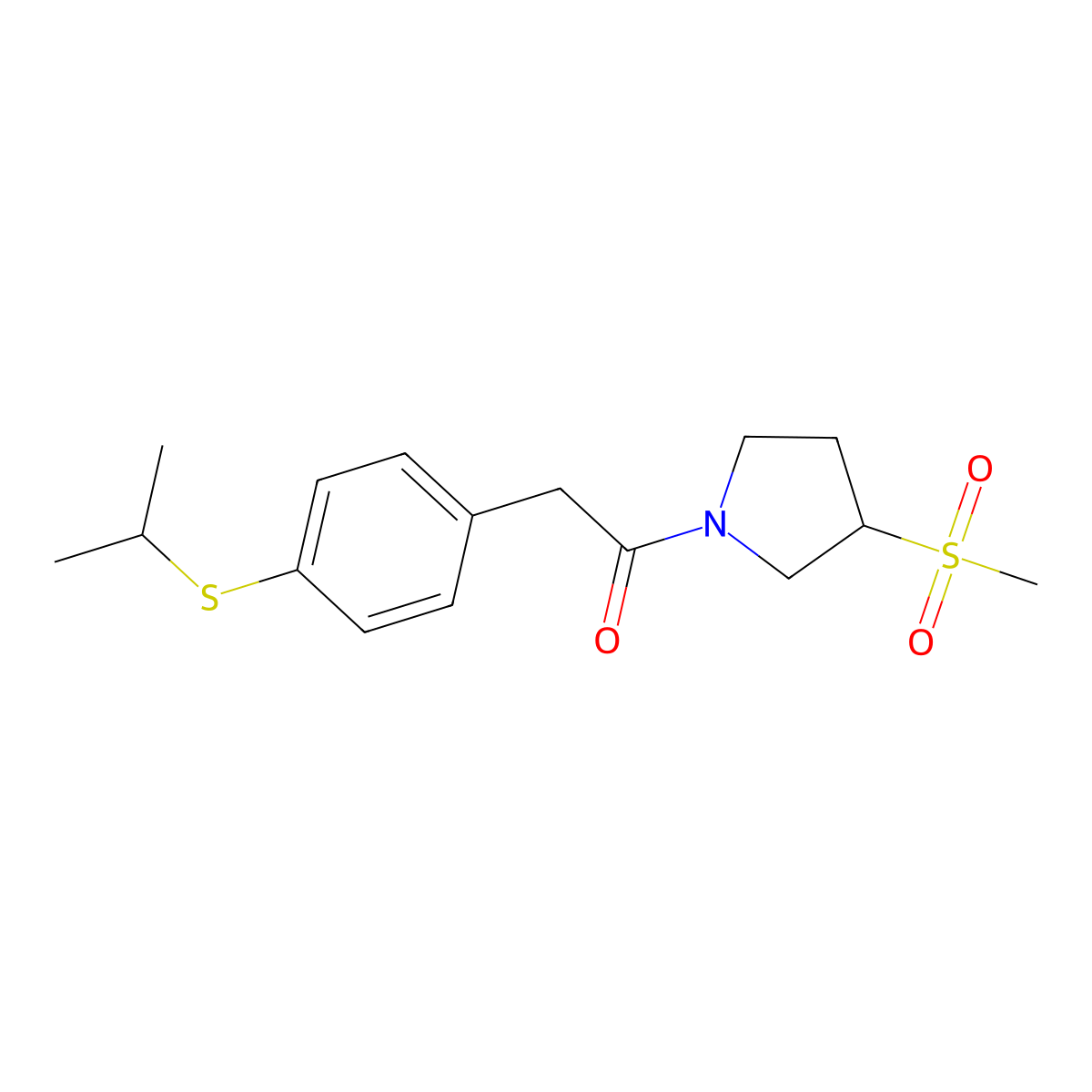 2-(4-(Isopropylthio)phenyl)-1-(3-(methylsulfonyl)pyrrolidin-1-yl)ethanone molecular structure, CAS 1705145-59-0