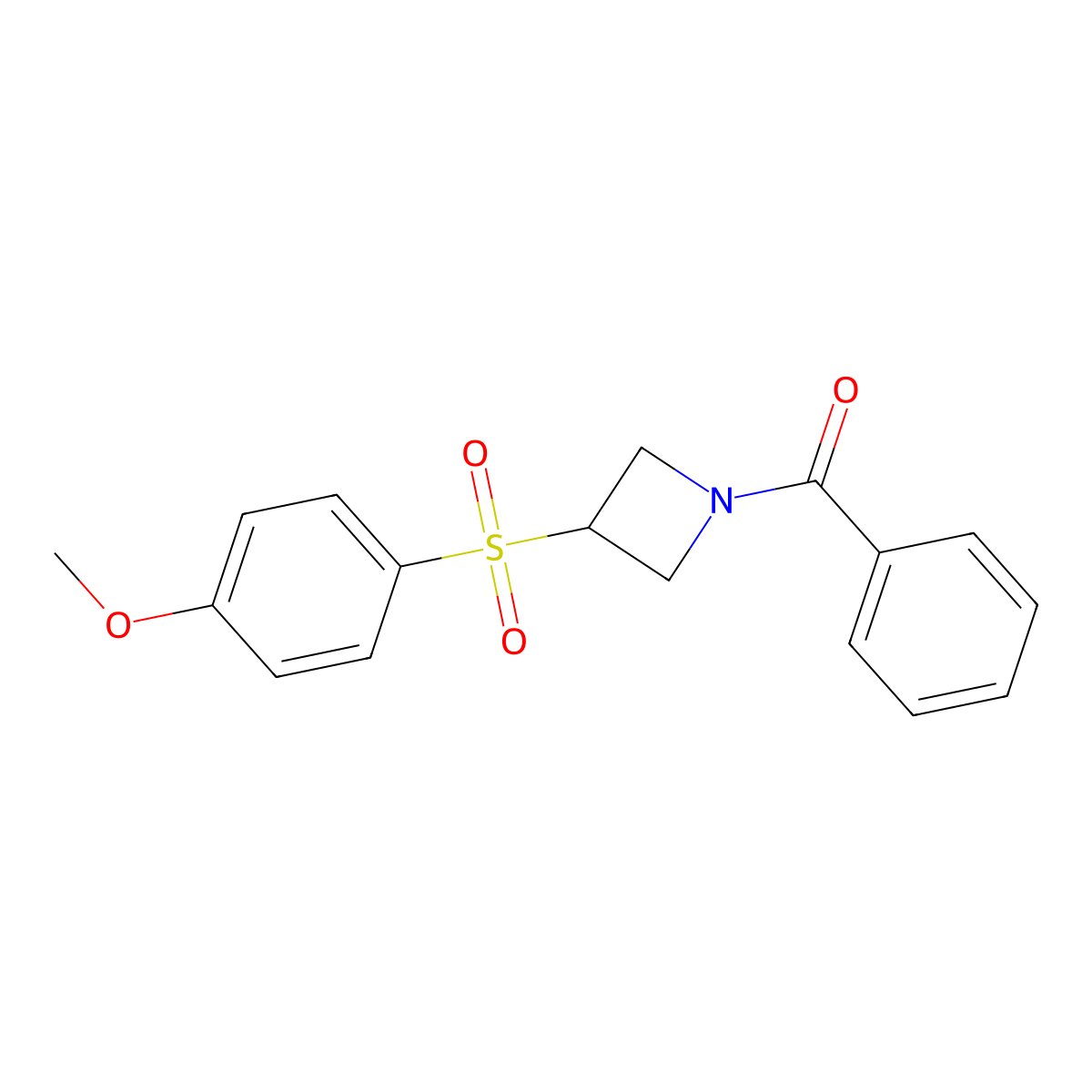 (3-((4-Methoxyphenyl)sulfonyl)azetidin-1-yl)(phenyl)methanone molecular structure, CAS 1705146-19-5