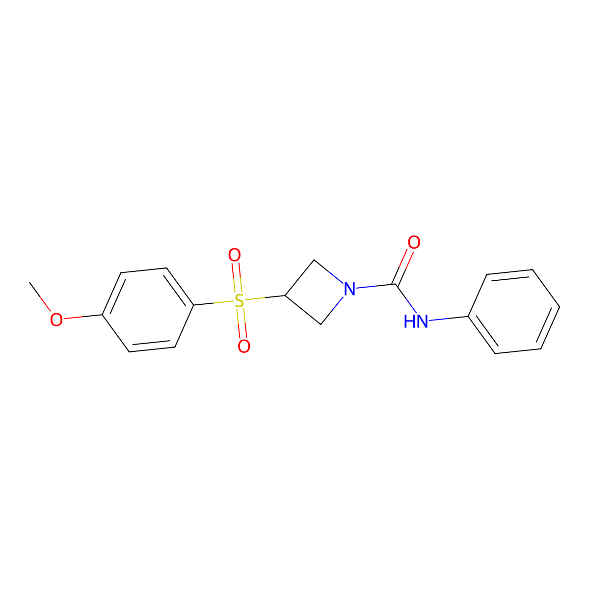 3-((4-methoxyphenyl)sulfonyl)-N-phenylazetidine-1-carboxamide molecular structure, CAS 1705148-10-2