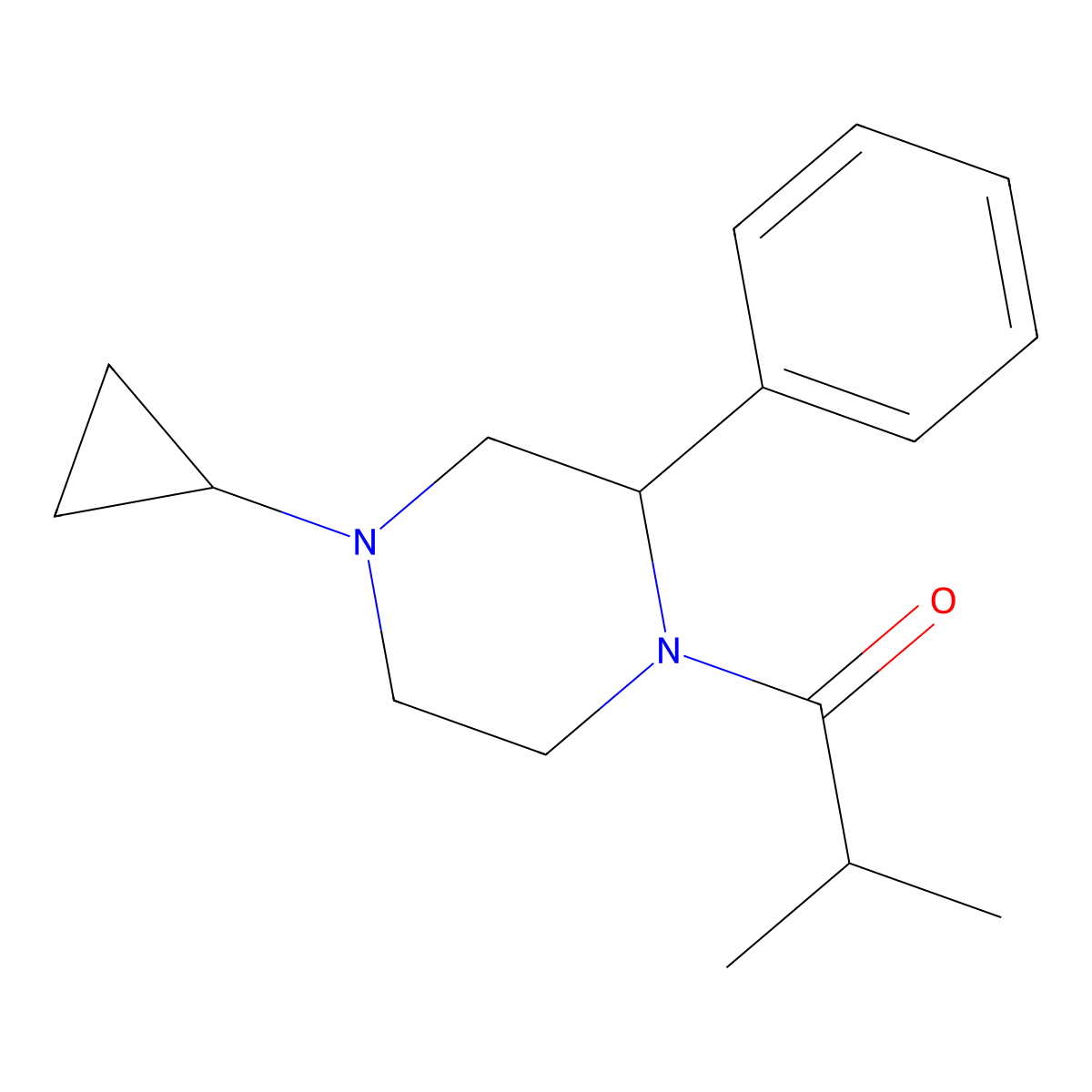 1-(4-Cyclopropyl-2-phenylpiperazin-1-yl)-2-methylpropan-1-one molecular structure, CAS 1705160-53-7