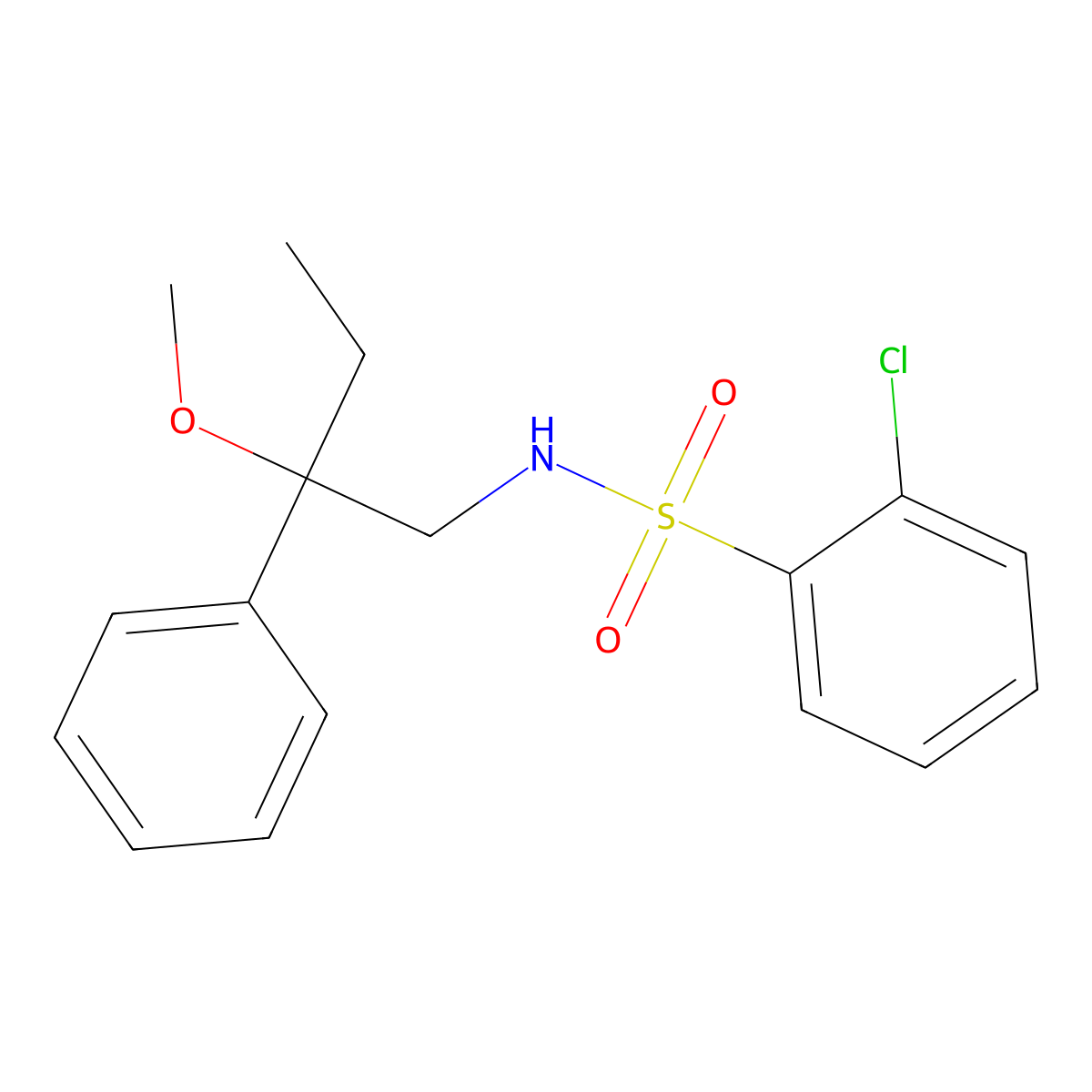 2-chloro-N-(2-methoxy-2-phenylbutyl)benzenesulfonamide molecular structure, CAS 1705165-32-7