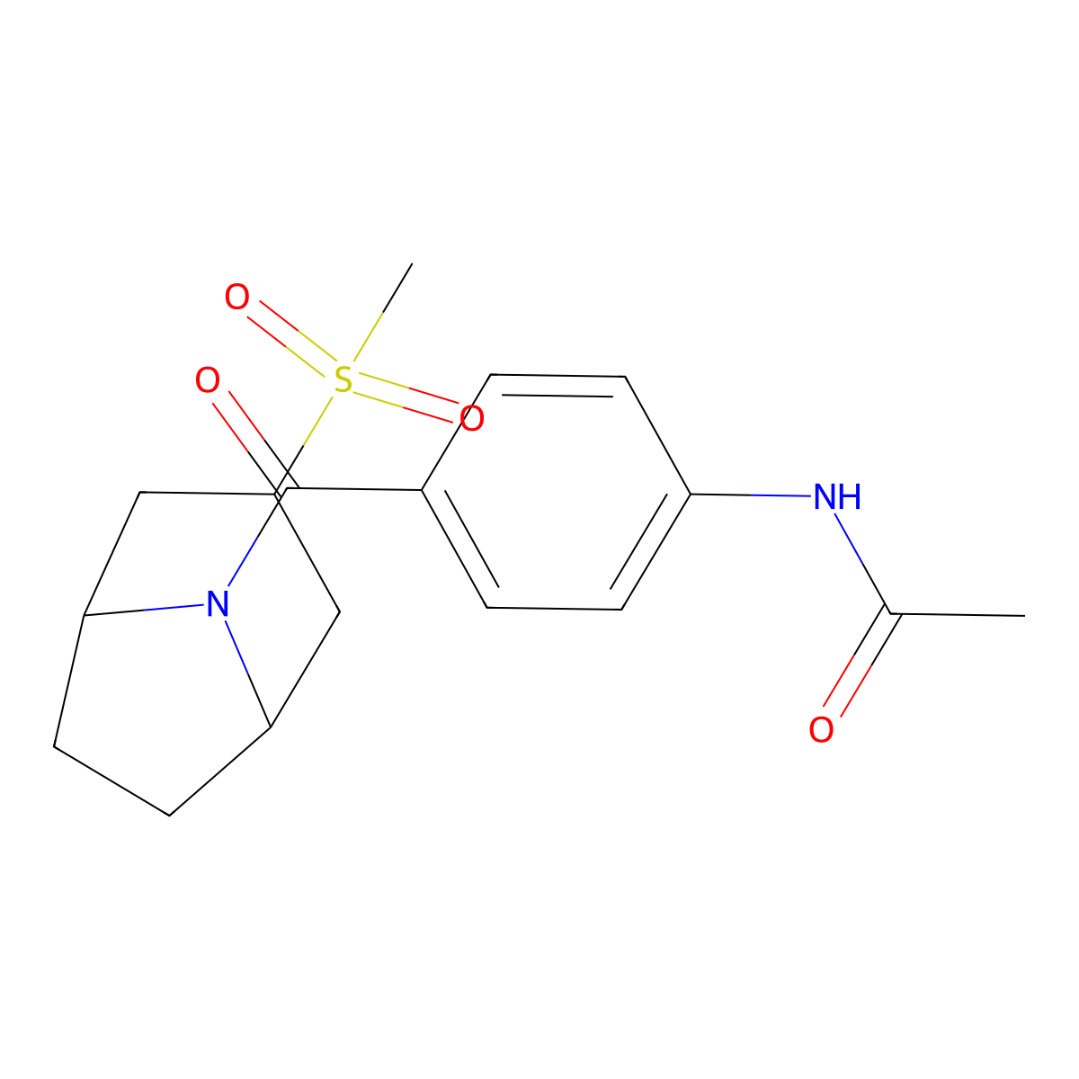 N-(4-((1R,5S)-3-(methylsulfonyl)-8-azabicyclo[3.2.1]octane-8-carbonyl)phenyl)acetamide molecular structure, CAS 1705165-95-2