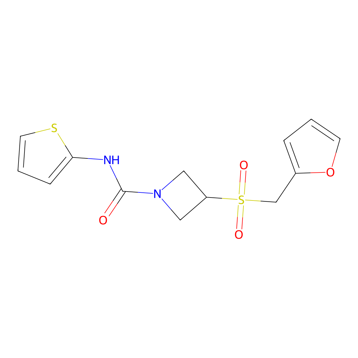 3-((furan-2-ylmethyl)sulfonyl)-N-(thiophen-2-yl)azetidine-1-carboxamide molecular structure, CAS 1705167-44-7