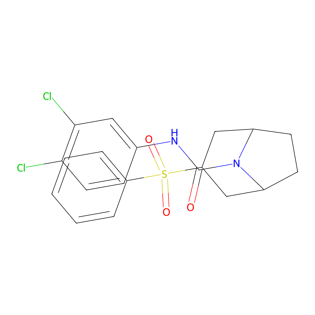 (1R,5S)-N-(3,4-dichlorophenyl)-3-(phenylsulfonyl)-8-azabicyclo[3.2.1]octane-8-carboxamide molecular structure, CAS 1705169-36-3