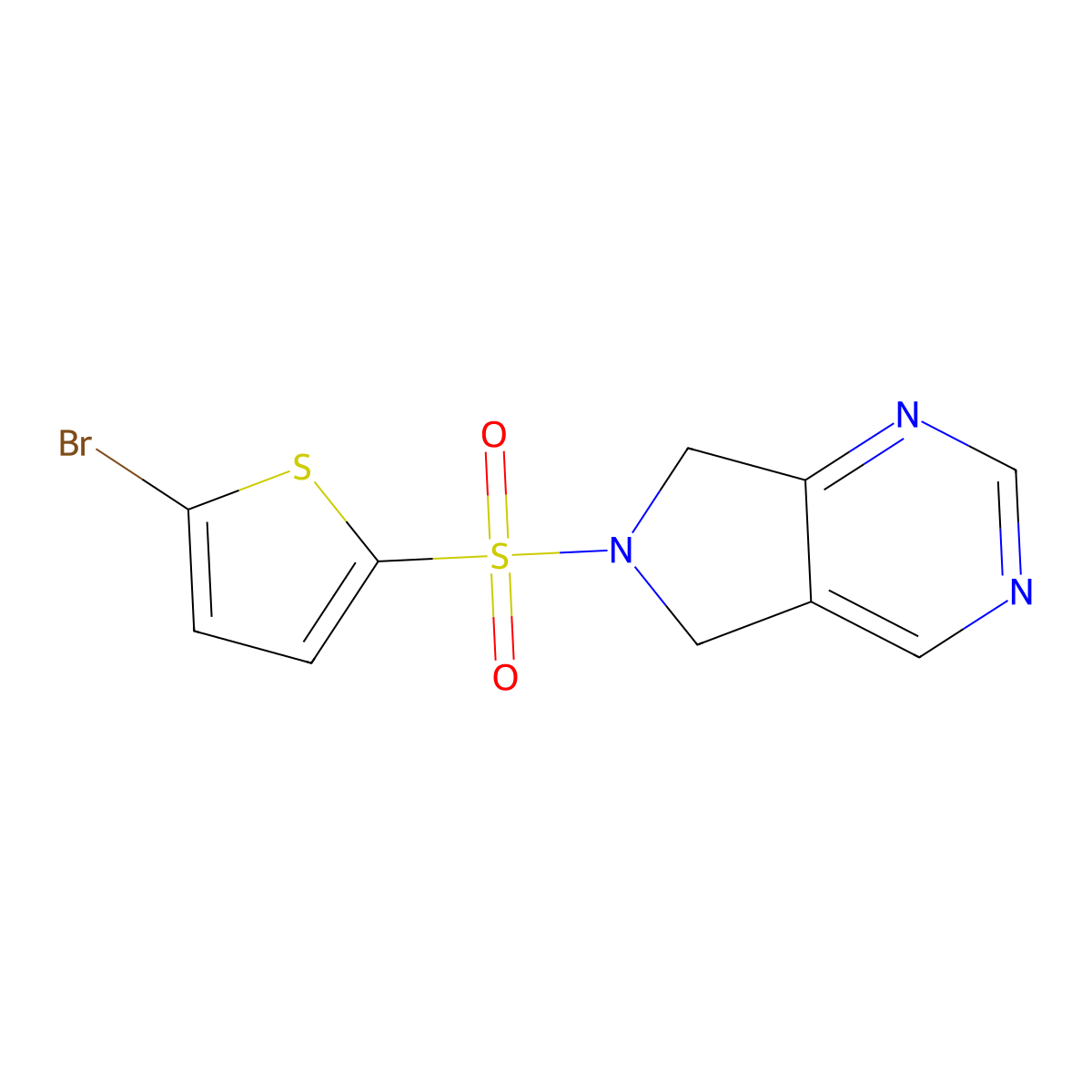 6-[(5-bromothiophen-2-yl)sulfonyl]-5H,6H,7H-pyrrolo[3,4-d]pyrimidine molecular structure, CAS 1705169-59-0