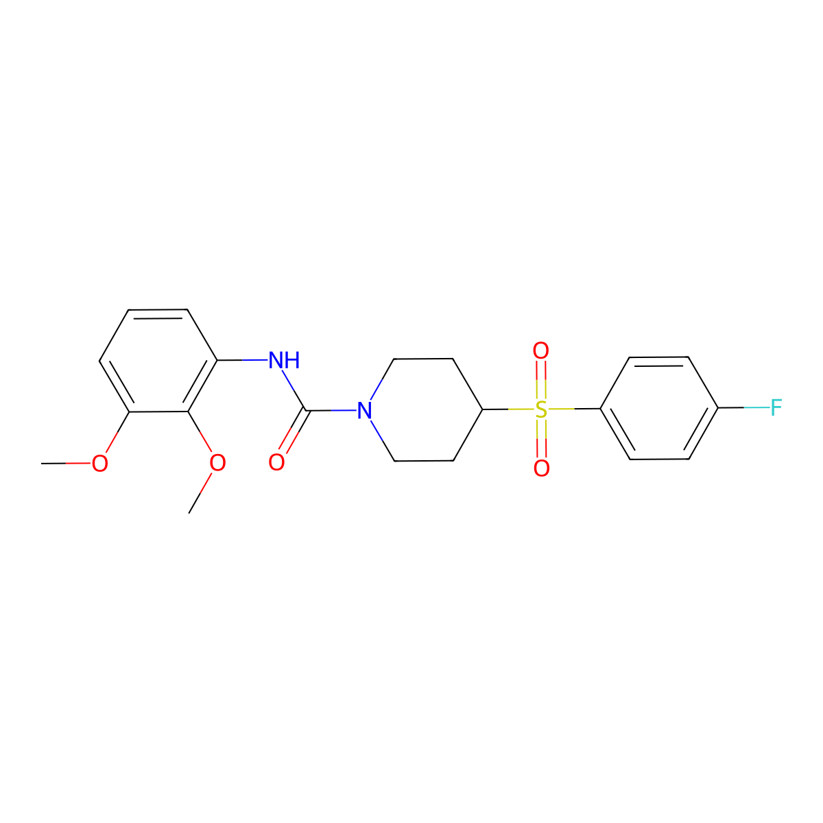 N-(2,3-dimethoxyphenyl)-4-(4-fluorobenzenesulfonyl)piperidine-1-carboxamide molecular structure, CAS 1705172-96-8