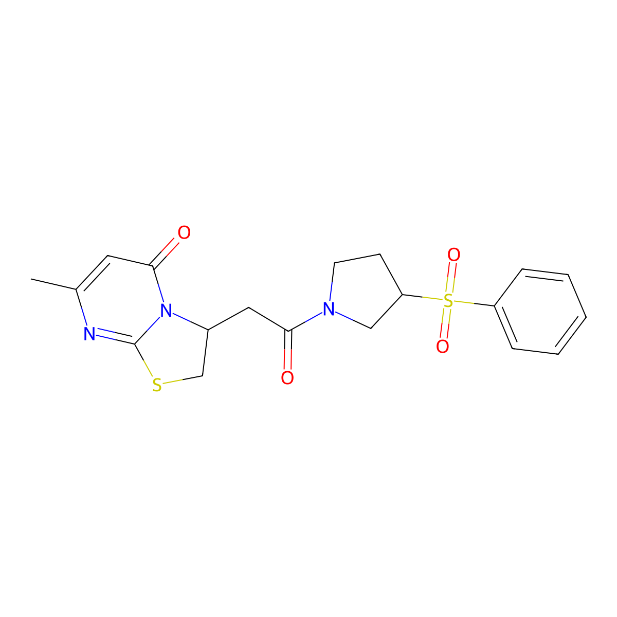 7-methyl-3-(2-oxo-2-(3-(phenylsulfonyl)pyrrolidin-1-yl)ethyl)-2H-thiazolo[3,2-a]pyrimidin-5(3H)-one molecular structure, CAS 1705174-00-0