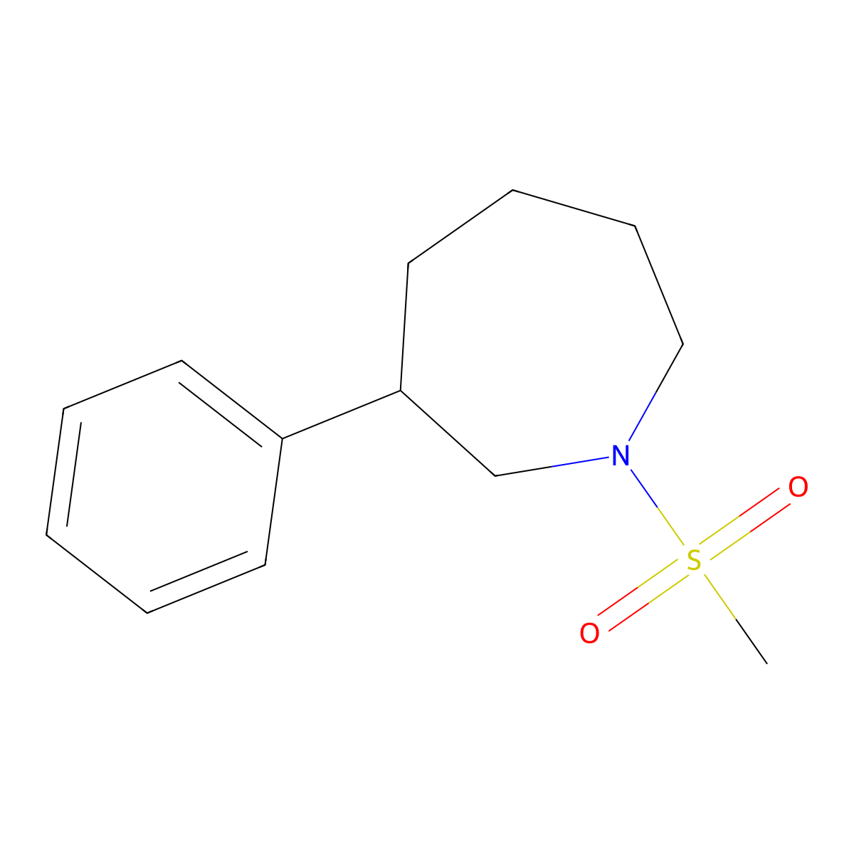 1-(Methylsulfonyl)-3-phenylazepane molecular structure, CAS 1705176-79-9