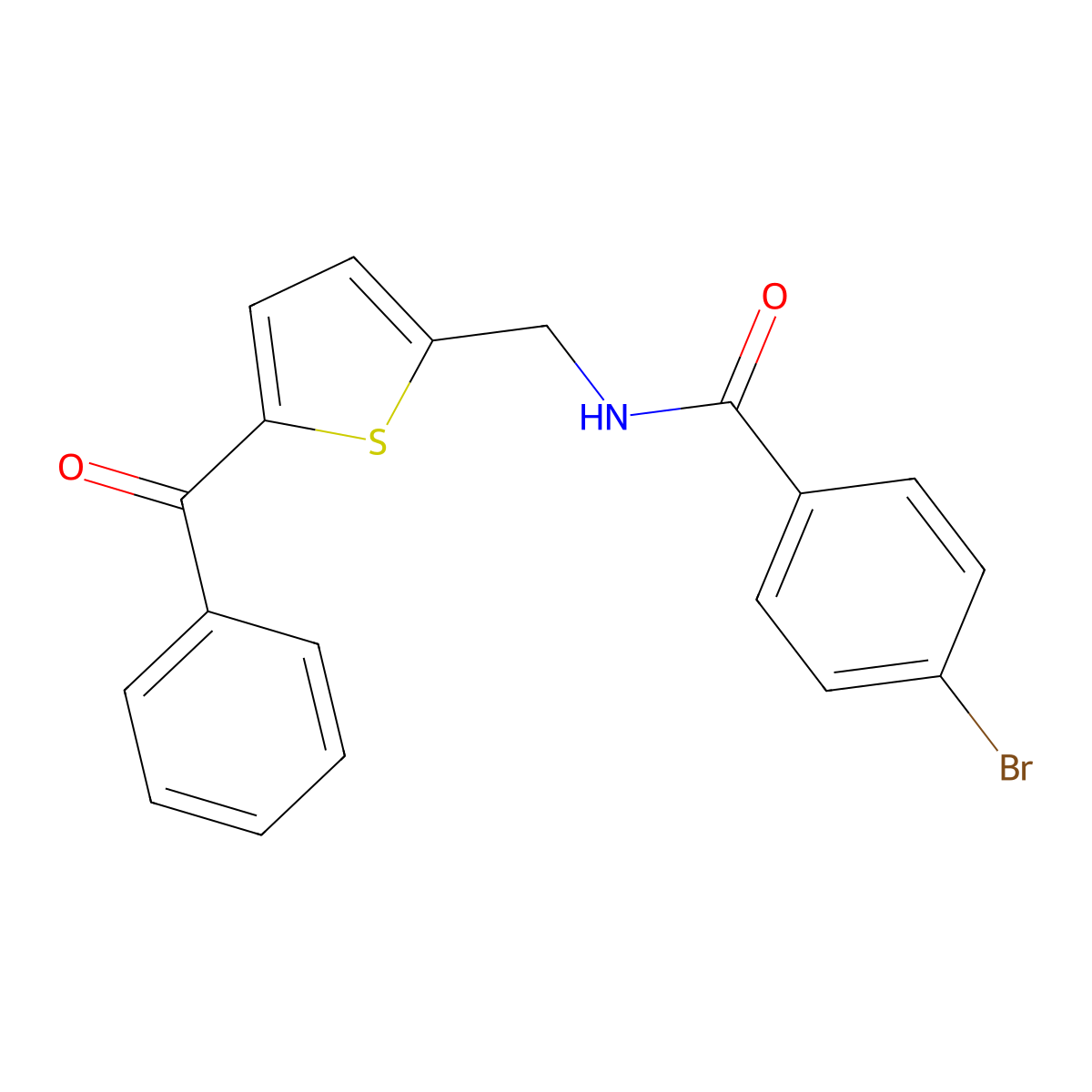 N-[(5-benzoylthiophen-2-yl)methyl]-4-bromobenzamide molecular structure, CAS 1705181-25-4