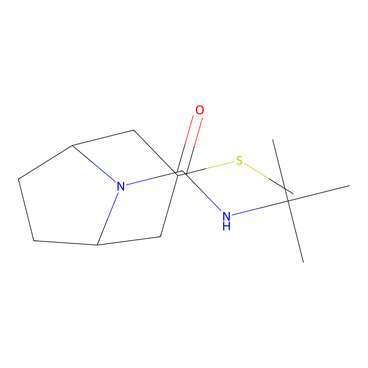 (1R,5S)-N-(tert-butyl)-3-(methylthio)-8-azabicyclo[3.2.1]octane-8-carboxamide molecular structure, CAS 1705184-03-7