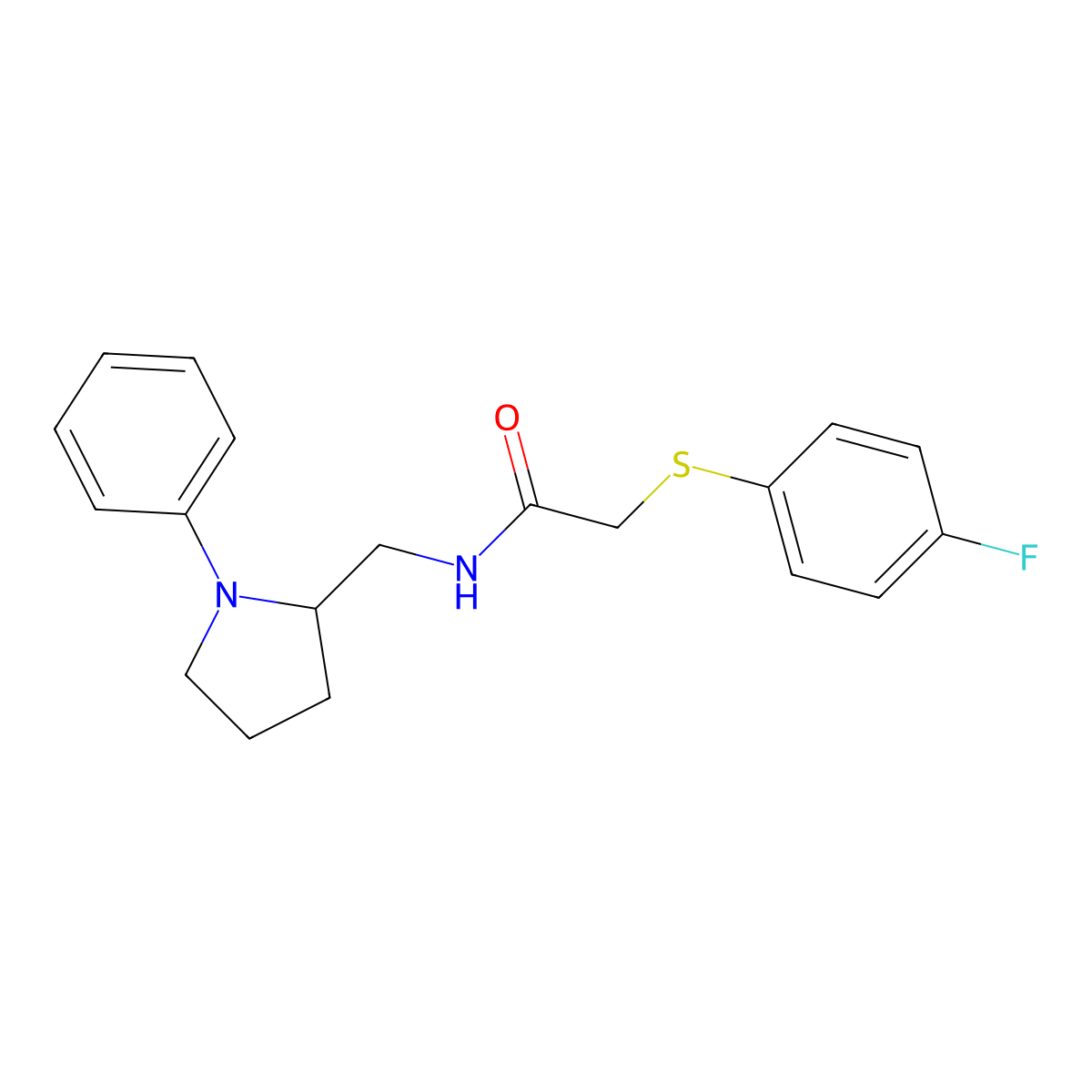 2-((4-fluorophenyl)thio)-N-((1-phenylpyrrolidin-2-yl)methyl)acetamide molecular structure, CAS 1705185-45-0