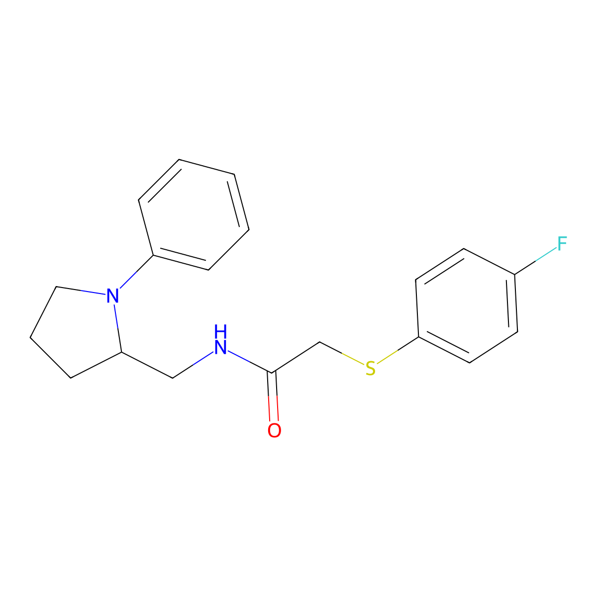 2-((4-fluorophenyl)thio)-N-((1-phenylpyrrolidin-2-yl)methyl)acetamide molecular structure, CAS 1705185-45-0