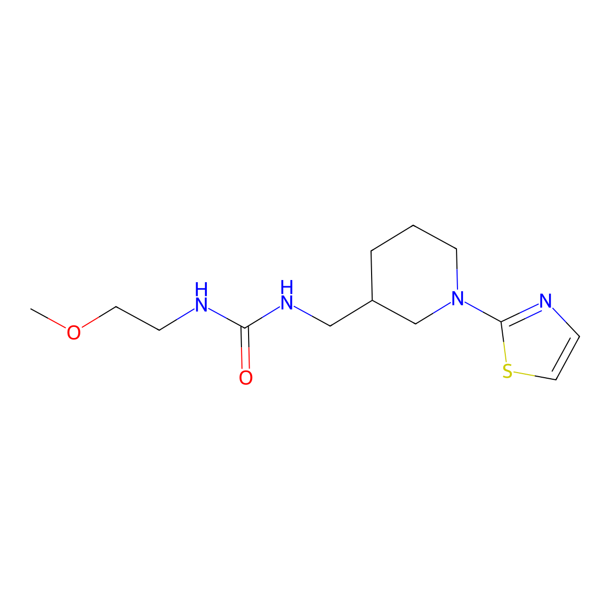 1-(2-Methoxyethyl)-3-((1-(thiazol-2-yl)piperidin-3-yl)methyl)urea molecular structure, CAS 1705186-97-5