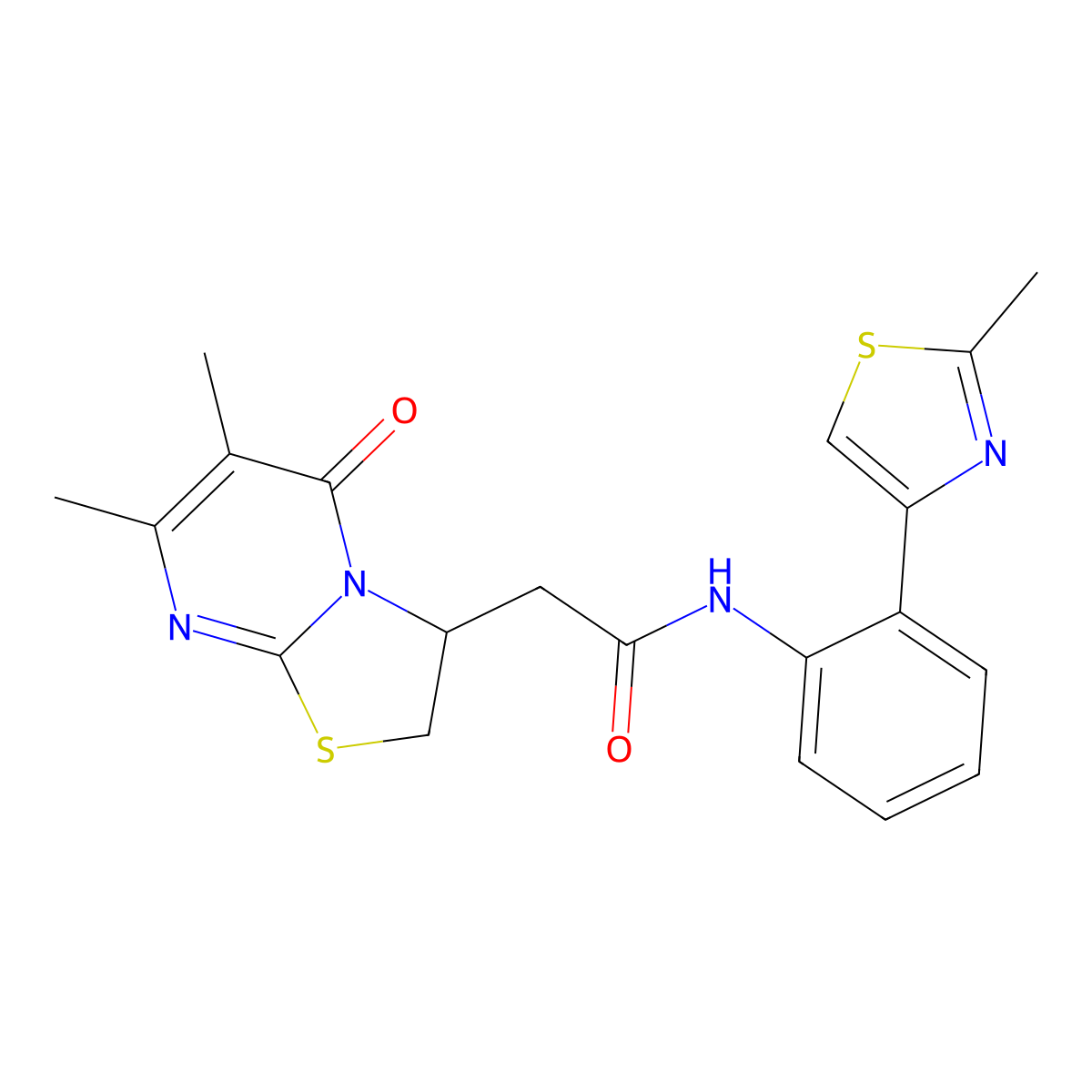 2-(6,7-dimethyl-5-oxo-3,5-dihydro-2H-thiazolo[3,2-a]pyrimidin-3-yl)-N-(2-(2-methylthiazol-4-yl)phenyl)acetamide molecular structure, CAS 1705188-42-6
