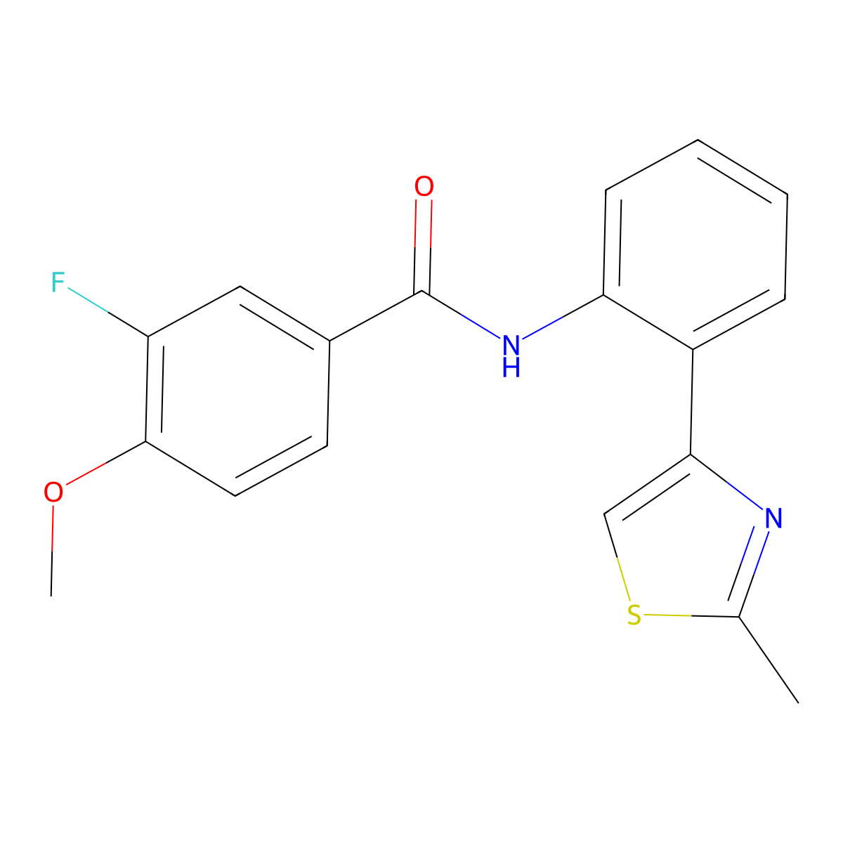 3-fluoro-4-methoxy-N-(2-(2-methylthiazol-4-yl)phenyl)benzamide molecular structure, CAS 1705188-59-5