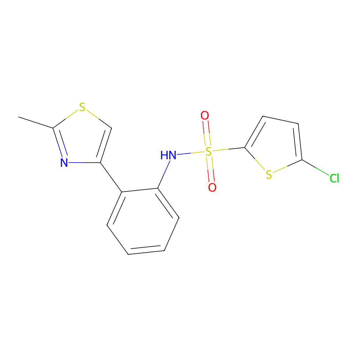5-chloro-N-(2-(2-methylthiazol-4-yl)phenyl)thiophene-2-sulfonamide molecular structure, CAS 1705189-95-2