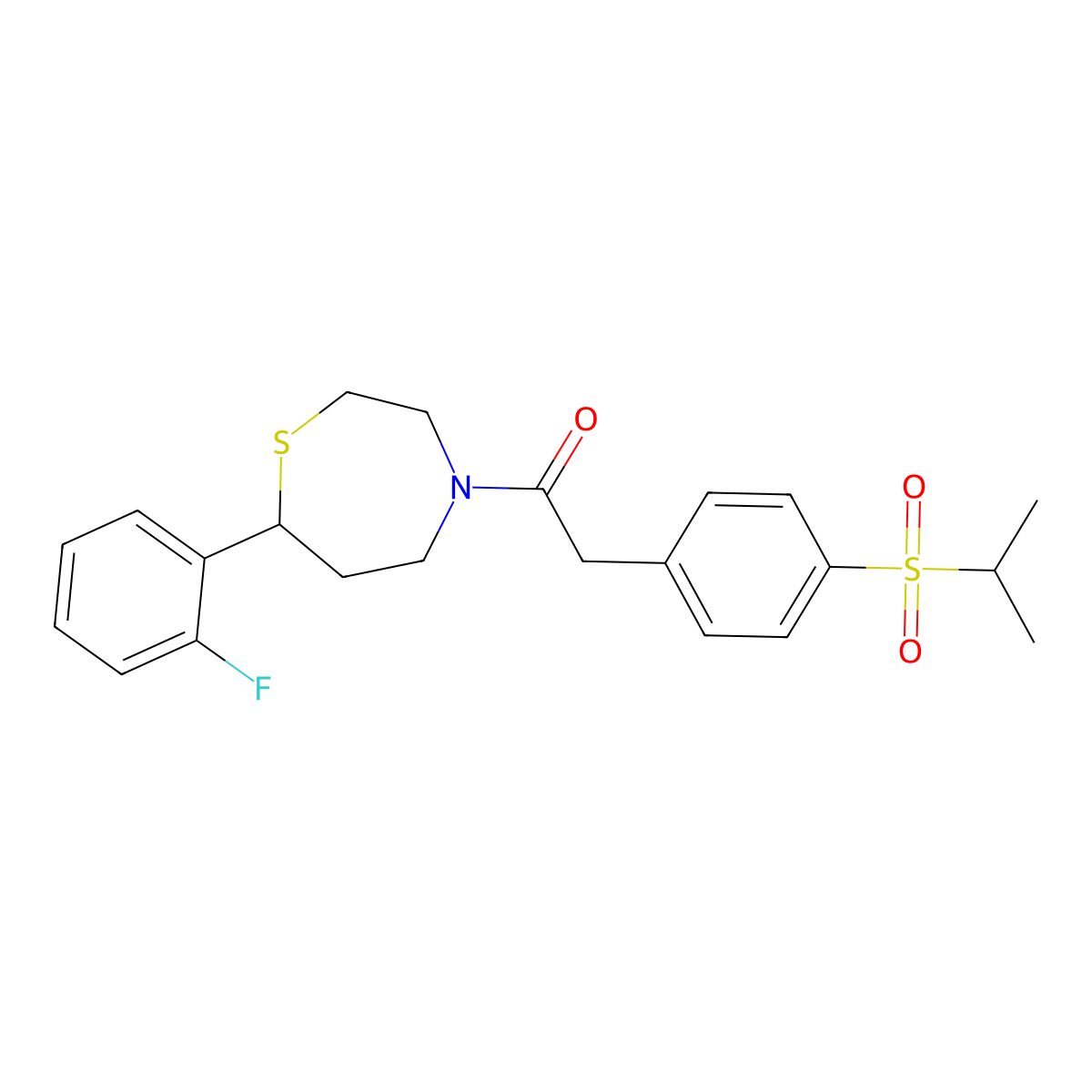 1-(7-(2-Fluorophenyl)-1,4-thiazepan-4-yl)-2-(4-(isopropylsulfonyl)phenyl)ethanone molecular structure, CAS 1705196-87-7