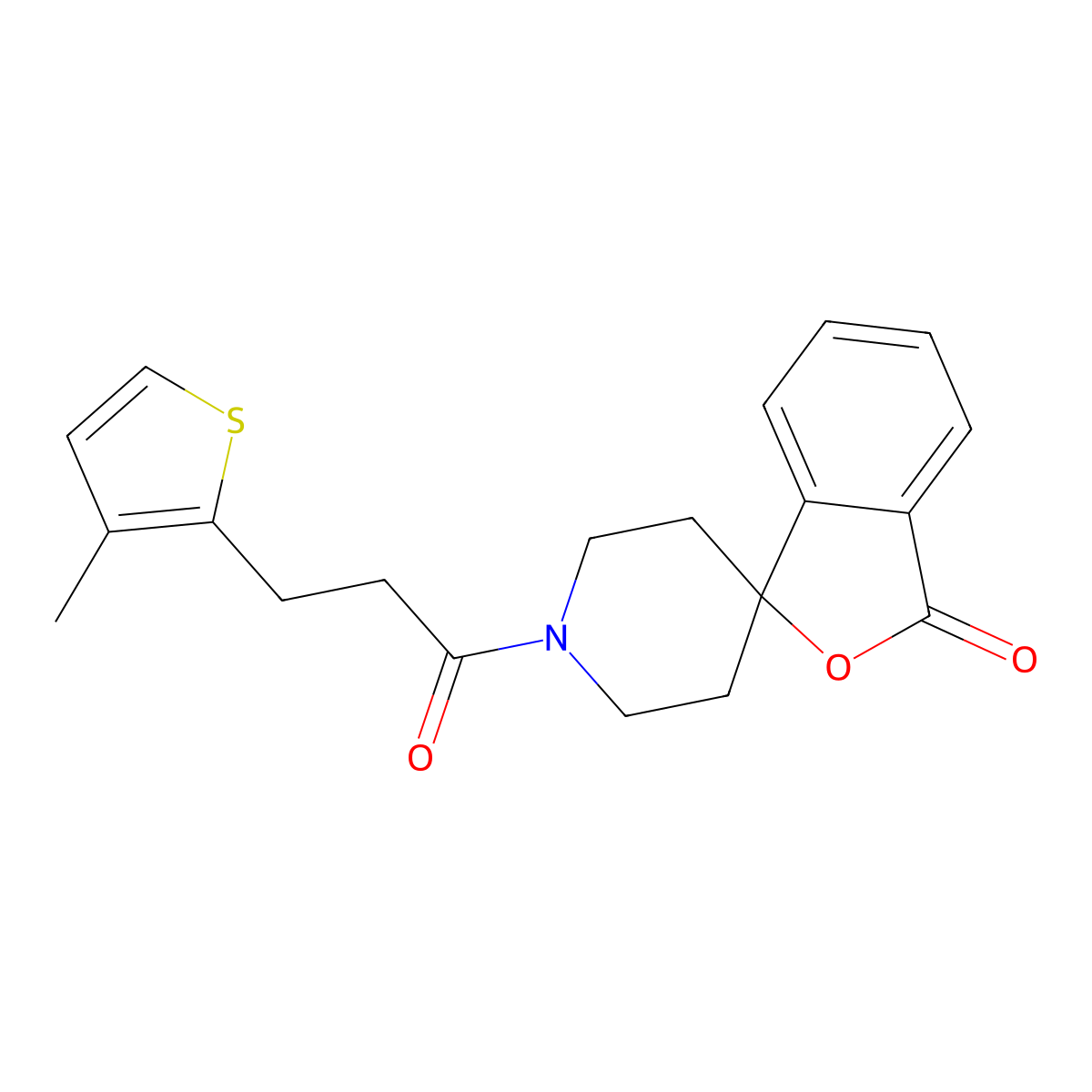 1'-[3-(3-methylthiophen-2-yl)propanoyl]-3H-spiro[2-benzofuran-1,4'-piperidine]-3-one molecular structure, CAS 1705199-08-1