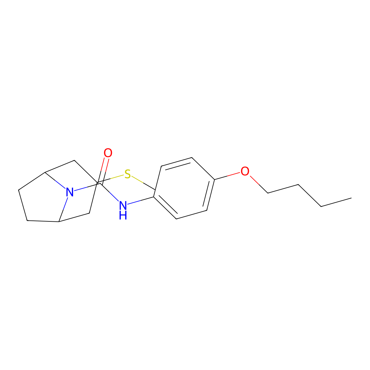 (1R,5S)-N-(4-butoxyphenyl)-3-(methylthio)-8-azabicyclo[3.2.1]octane-8-carboxamide molecular structure, CAS 1705199-15-0