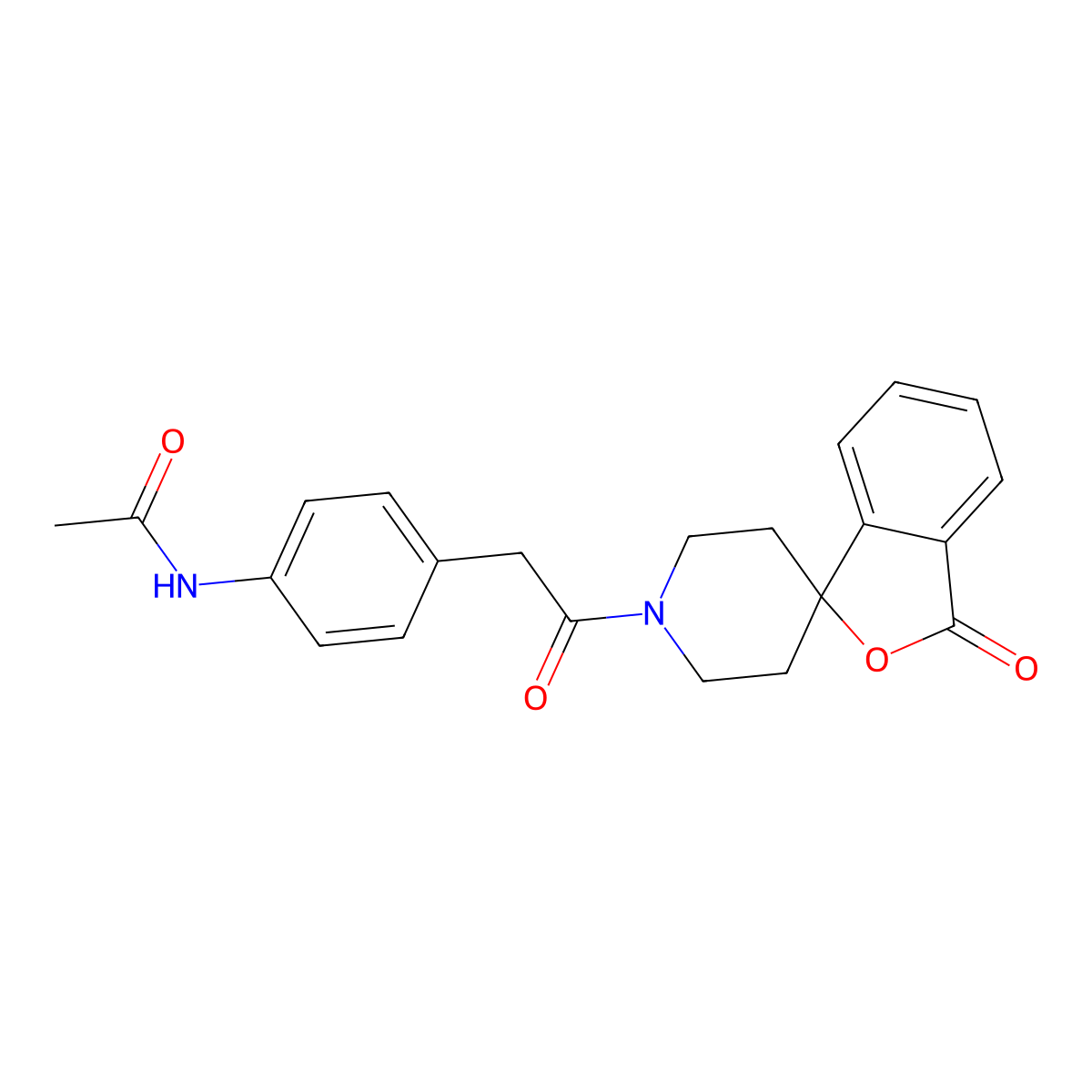 N-[4-(2-oxo-2-{3-oxo-3H-spiro[2-benzofuran-1,4'-piperidine]-1'-yl}ethyl)phenyl]acetamide molecular structure, CAS 1705199-38-7
